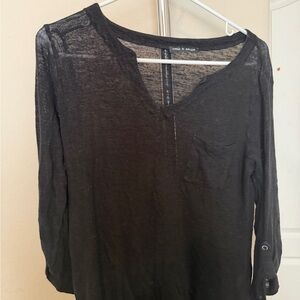 Cable & Gauge Black Sheer Long Sleeve Top
